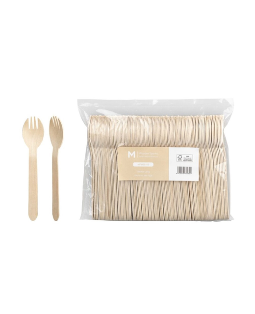 Disposable Wooden Spork - Natural 160mm (L)