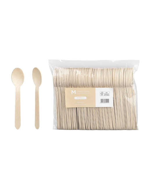 Disposable Wooden Dessert Spoon - Natural 160mm (L)