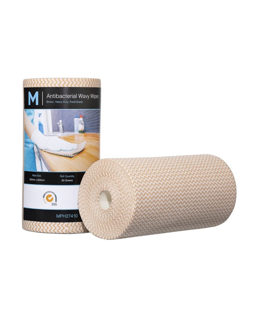 Antibacterial Wavy Wipes Brown - Heavy Duty 80gsm