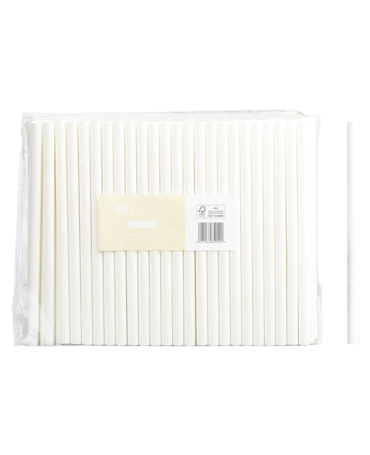 Paper Jumbo Straight Straws - White 10mm x 200mm