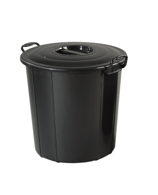 Rubbish Bin With Cover (Black)