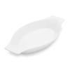 Crockery Oval Dish With Handle (White)