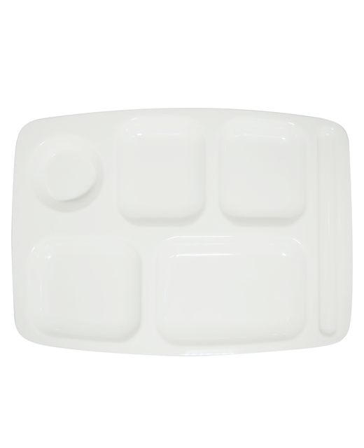 Melamine Six Sides Round Tray (White)