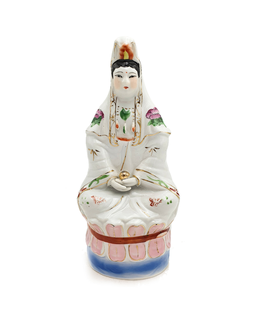 Guanyin Sitting Red Lotus Buddha Statue